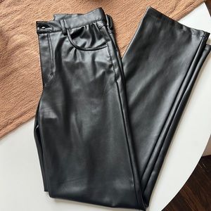 Zara leather straight leg pants